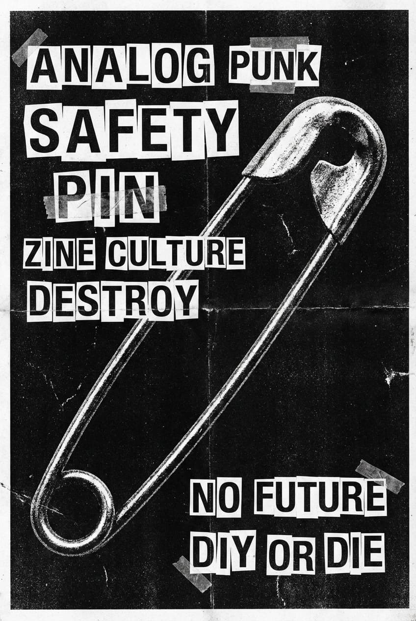 Analog Punk Single Safety Pin - for wall decoration | poster.sh