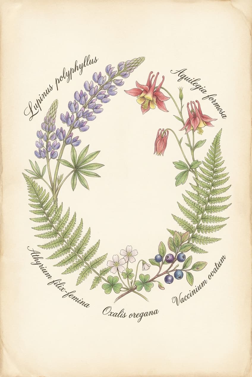 Hand Drawn Wildflowers Beige - for wall decoration | poster.sh