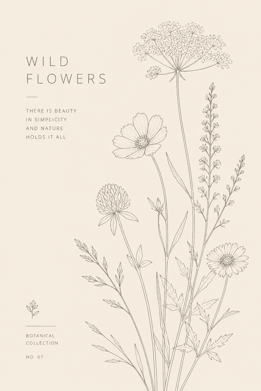 Line Art Botanical Beige Design - for wall decoration | poster.sh