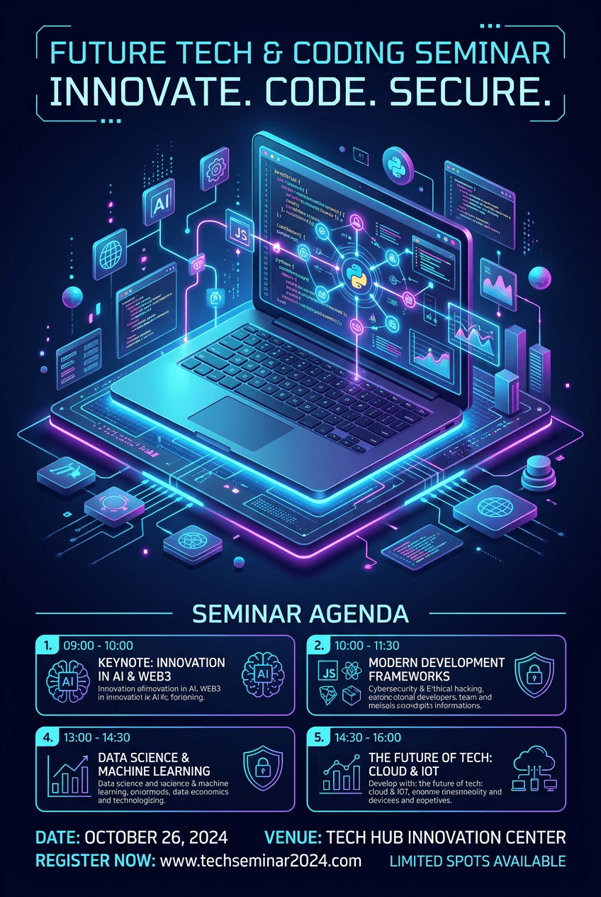 3d Isometric Seminar Dark Poster - for online marketing | poster.sh