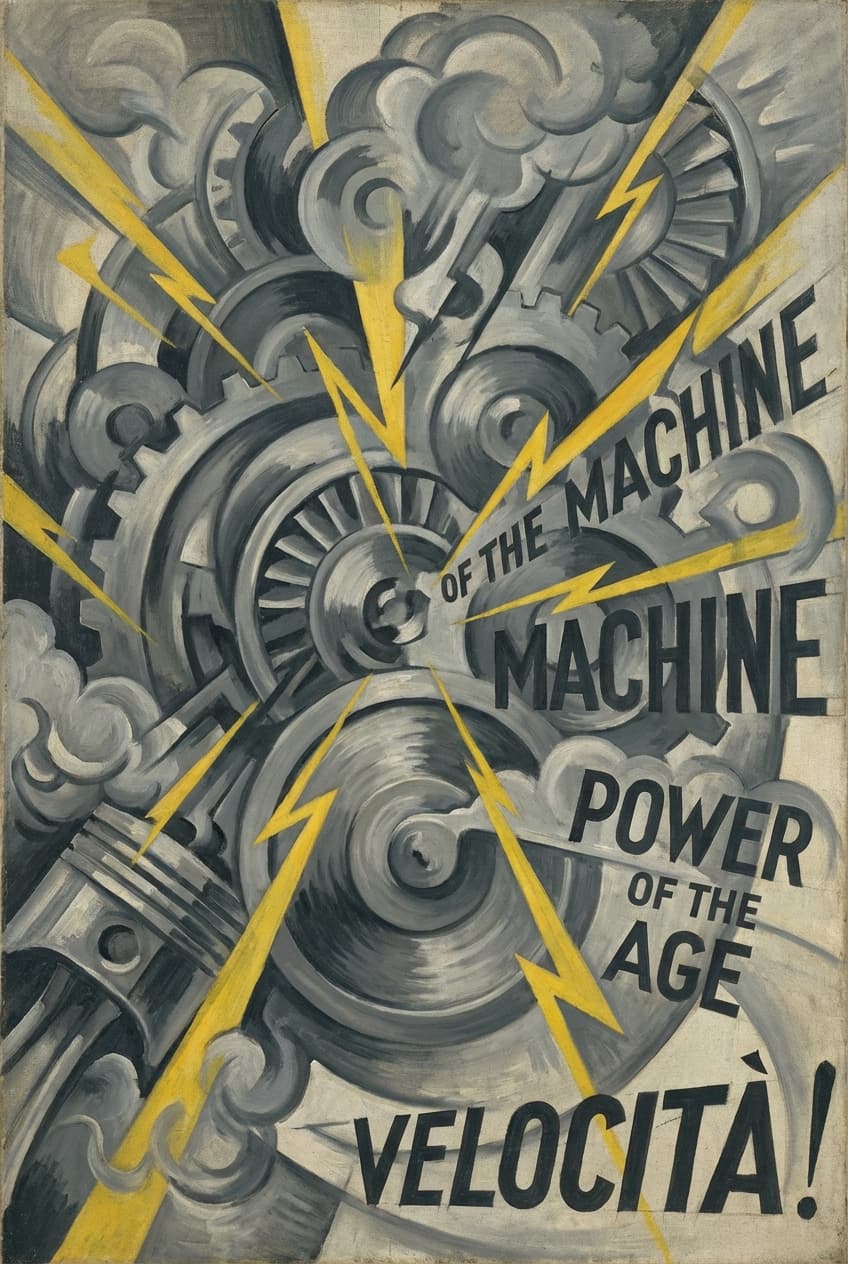 Abstract Futurism Yellow Poster - for modern art collections | poster.sh