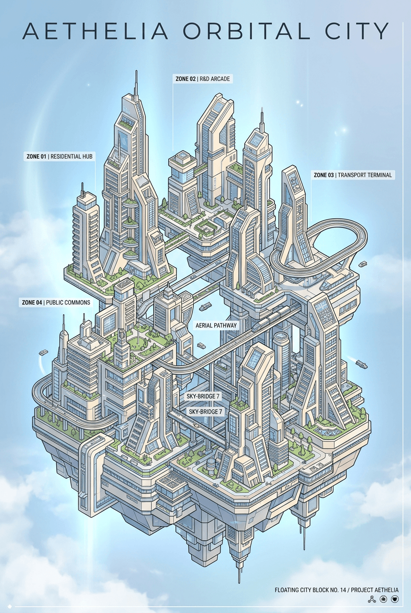 3d Isometric Futuristic Blue - for online marketing | poster.sh