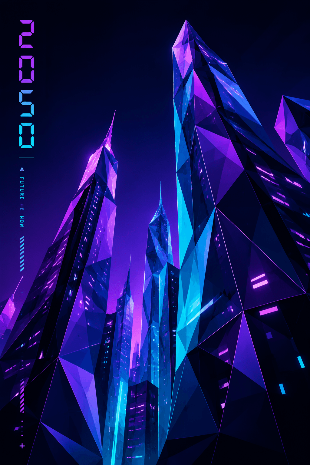 Low Poly Skyline Neon Design - for online marketing | poster.sh