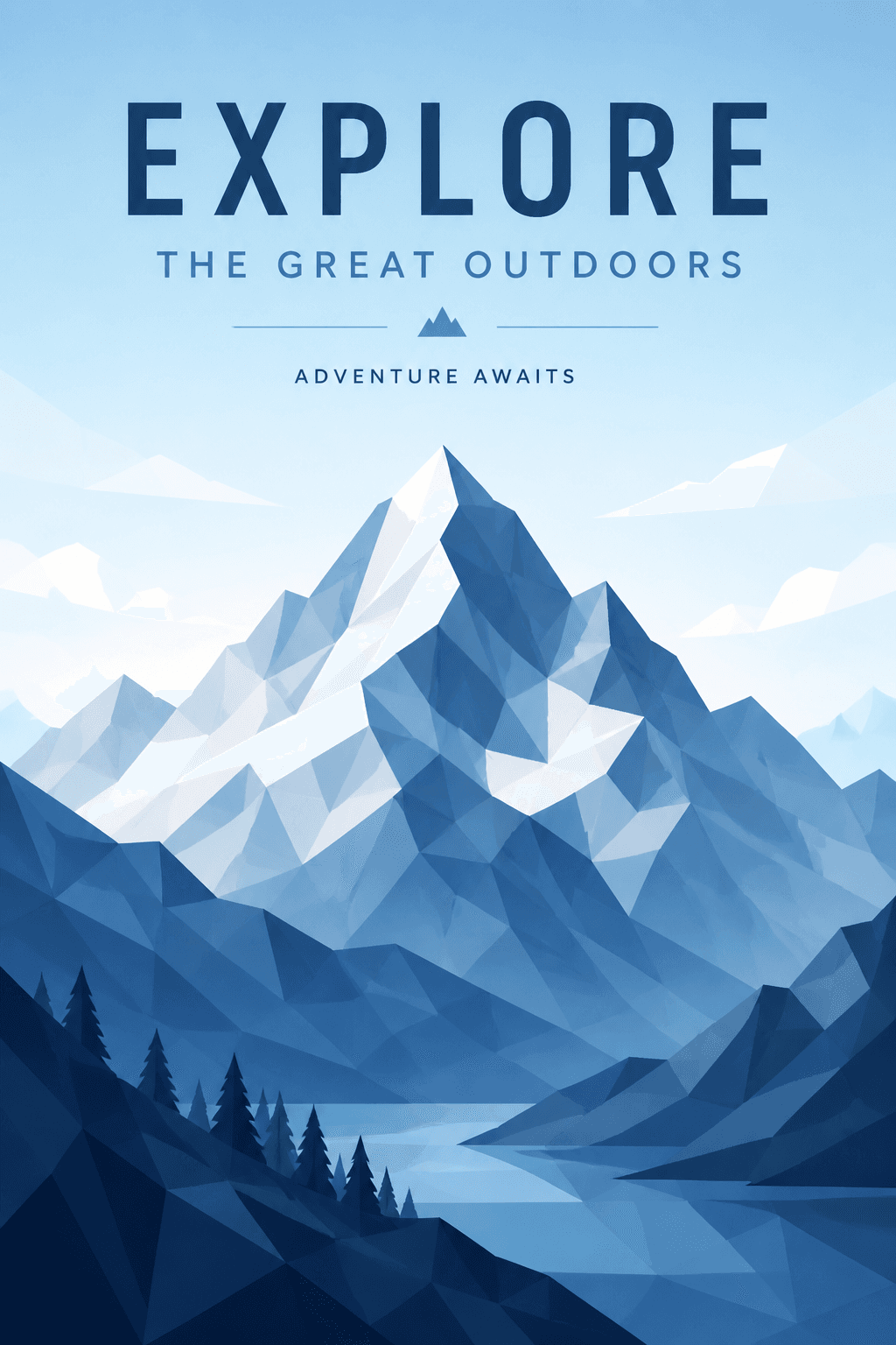 Low Poly Mountain Blue Design - for wall decoration | poster.sh