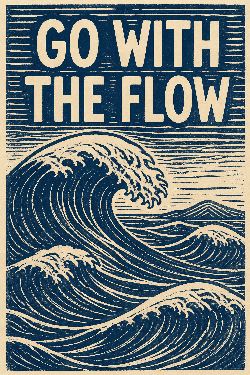 Linocut Composition Blue Design - for printed materials | poster.sh