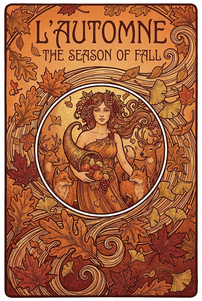 新艺术画廊风格秋季插画，适用于印刷材料海报 | poster.sh