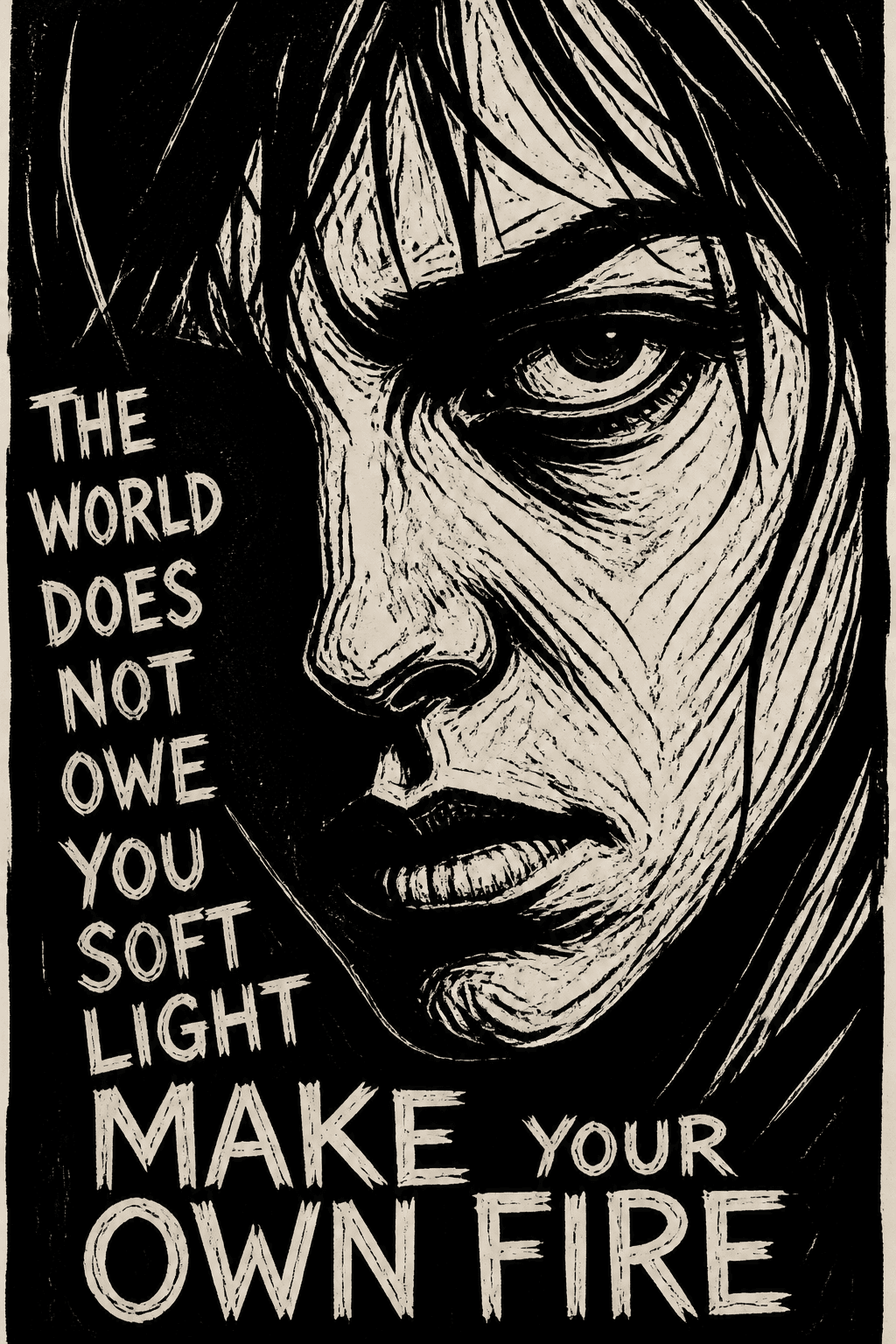 Printable Linocut Heavy Raw Design - for wall decoration | poster.sh