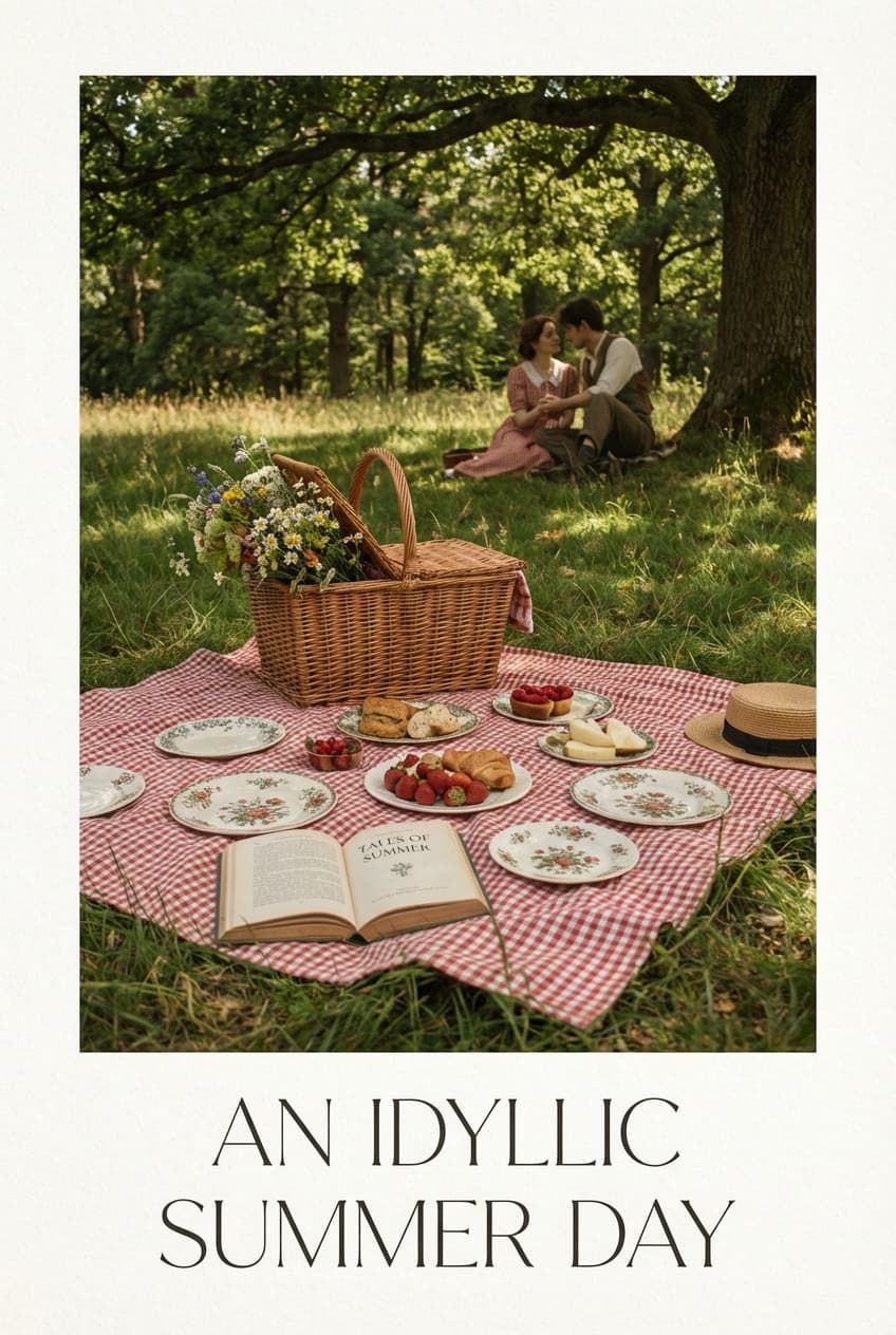 Cottagecore Picnic Setup Red - for birthday celebrations | poster.sh