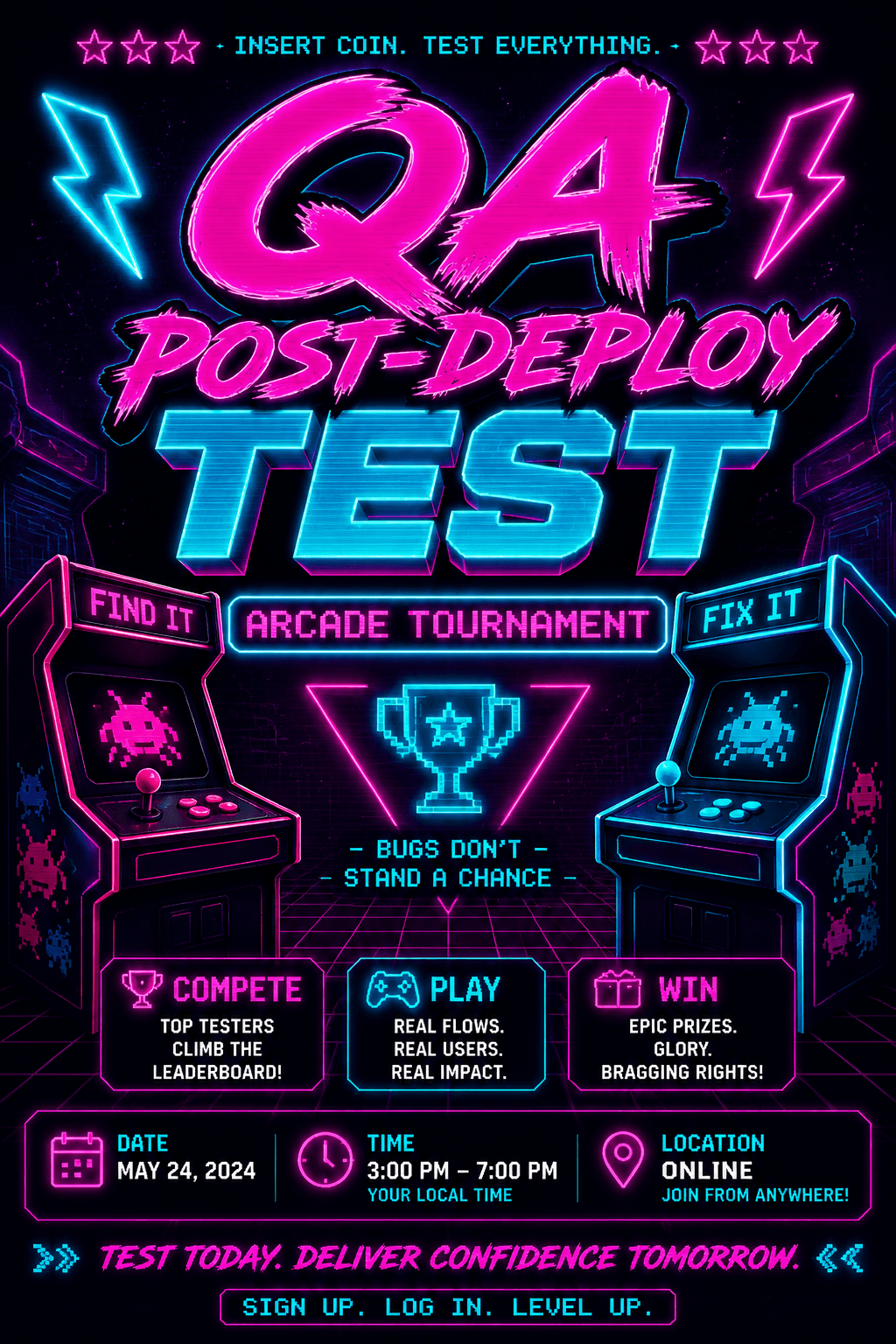 Memphis Post Deploy Neon Design - for wall decoration | poster.sh
