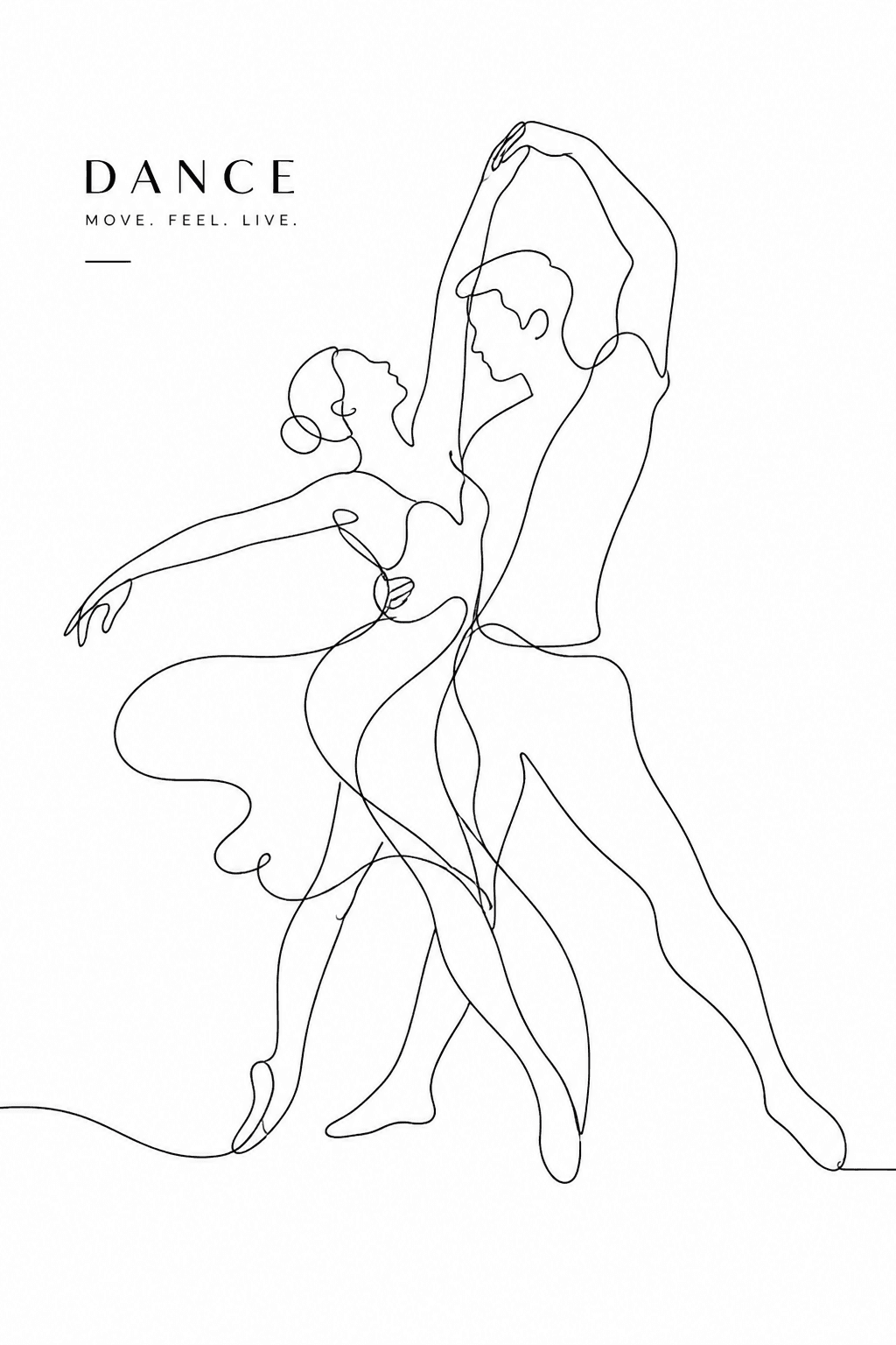 Line Art Dancing Paper Illustration - for wall decoration | poster.sh