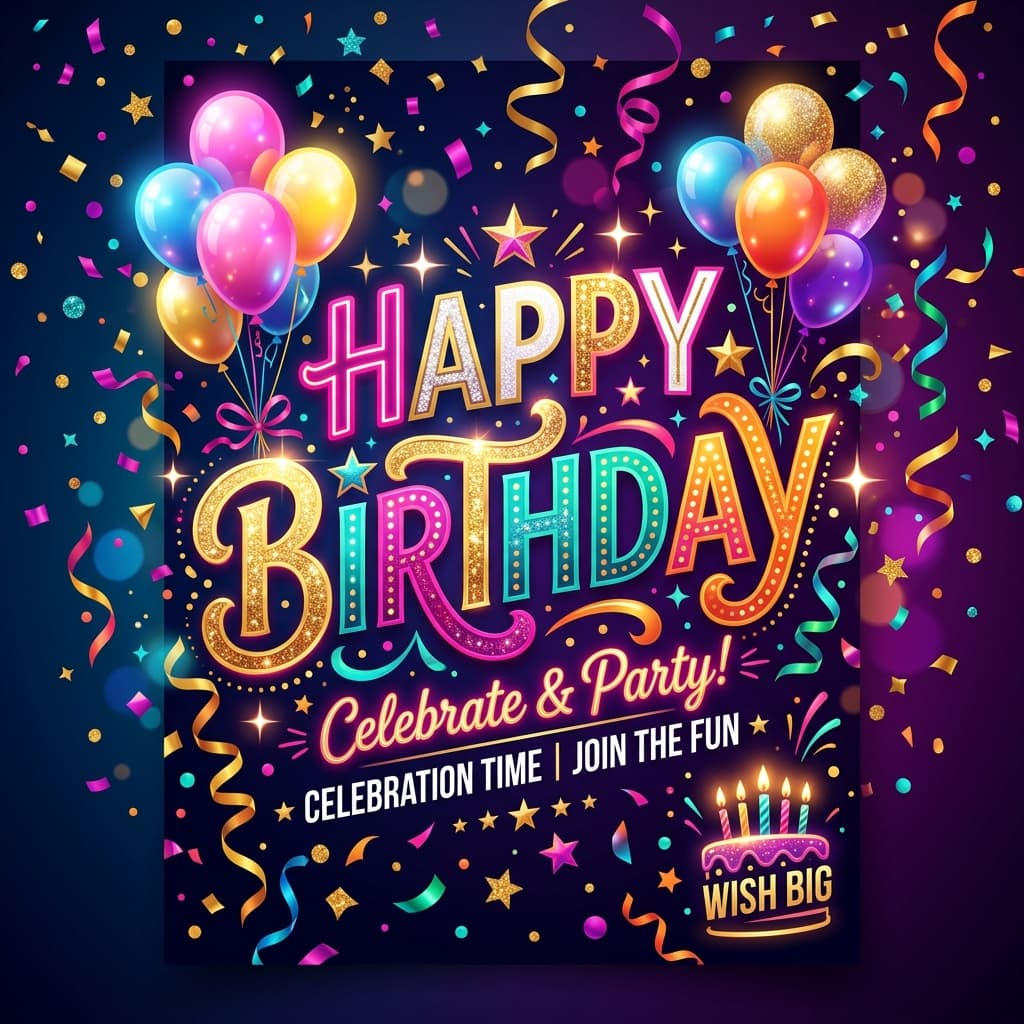 Modern Typographic Celebration - for birthday celebrations | poster.sh