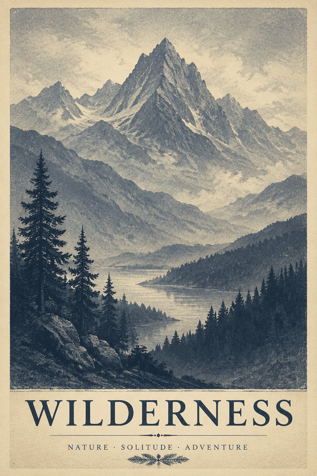 Lithograph Mountain Soft Design - for printed materials | poster.sh