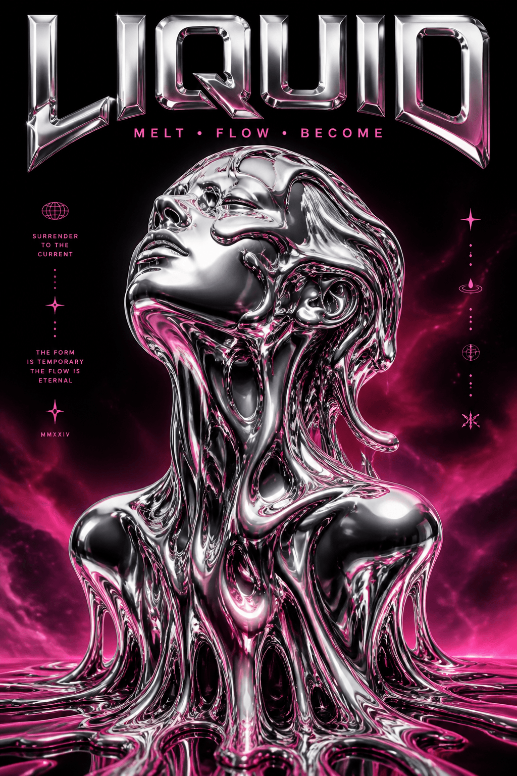 Liquid Chrome Digital Art - for online marketing | poster.sh