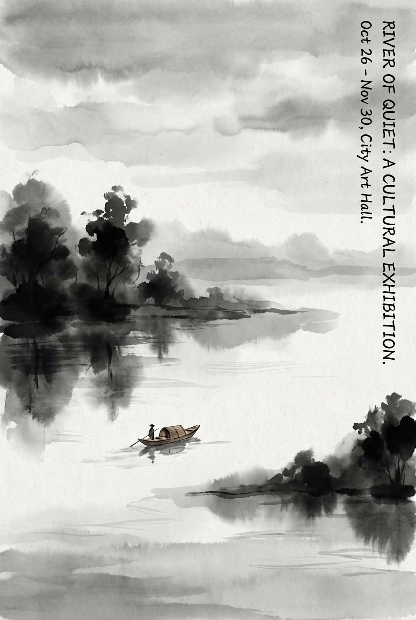 Traditional landscape painting Exhibition - for technology branding | poster.sh