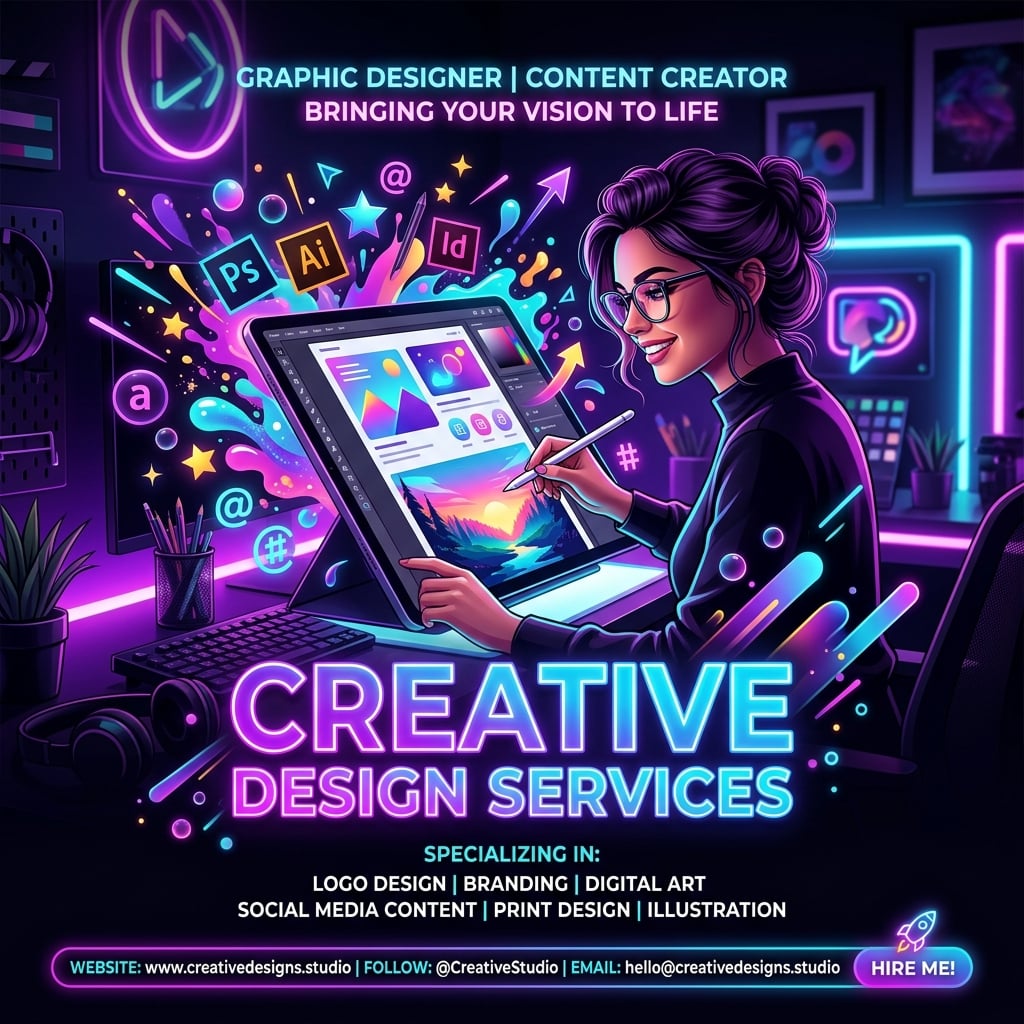 Modern neon gradient Service Promotion - for online marketing | poster.sh