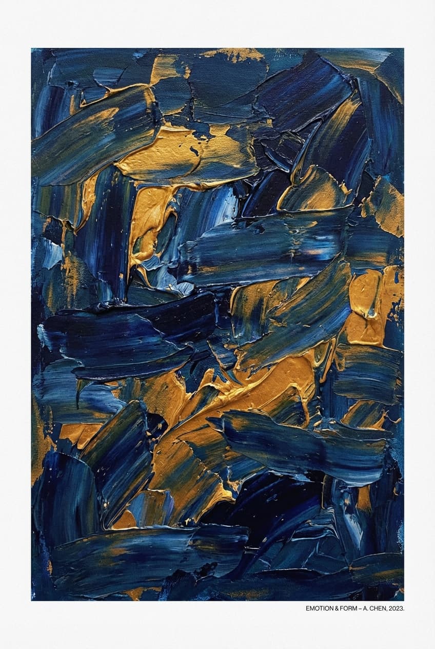 Abstract Expressive Brush Blue