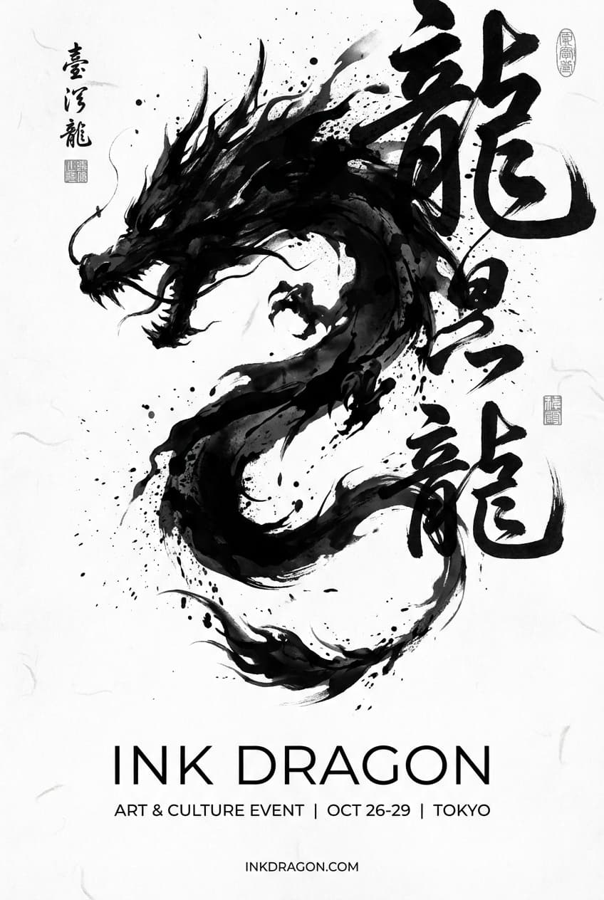 Chinese Ink Dynamic Abstract Splash - for wall decoration | poster.sh