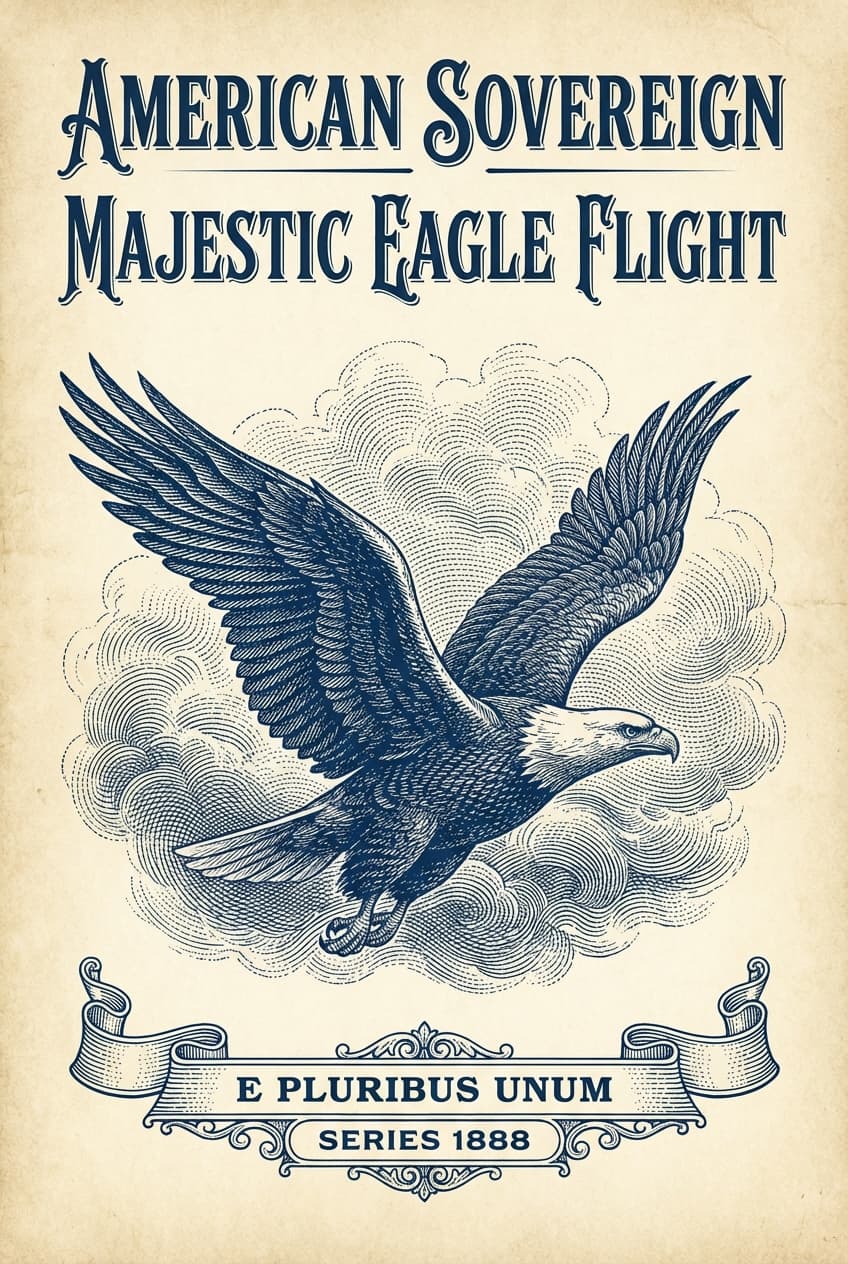 Engraving Majestic Eagle Flight - for wall decoration | poster.sh