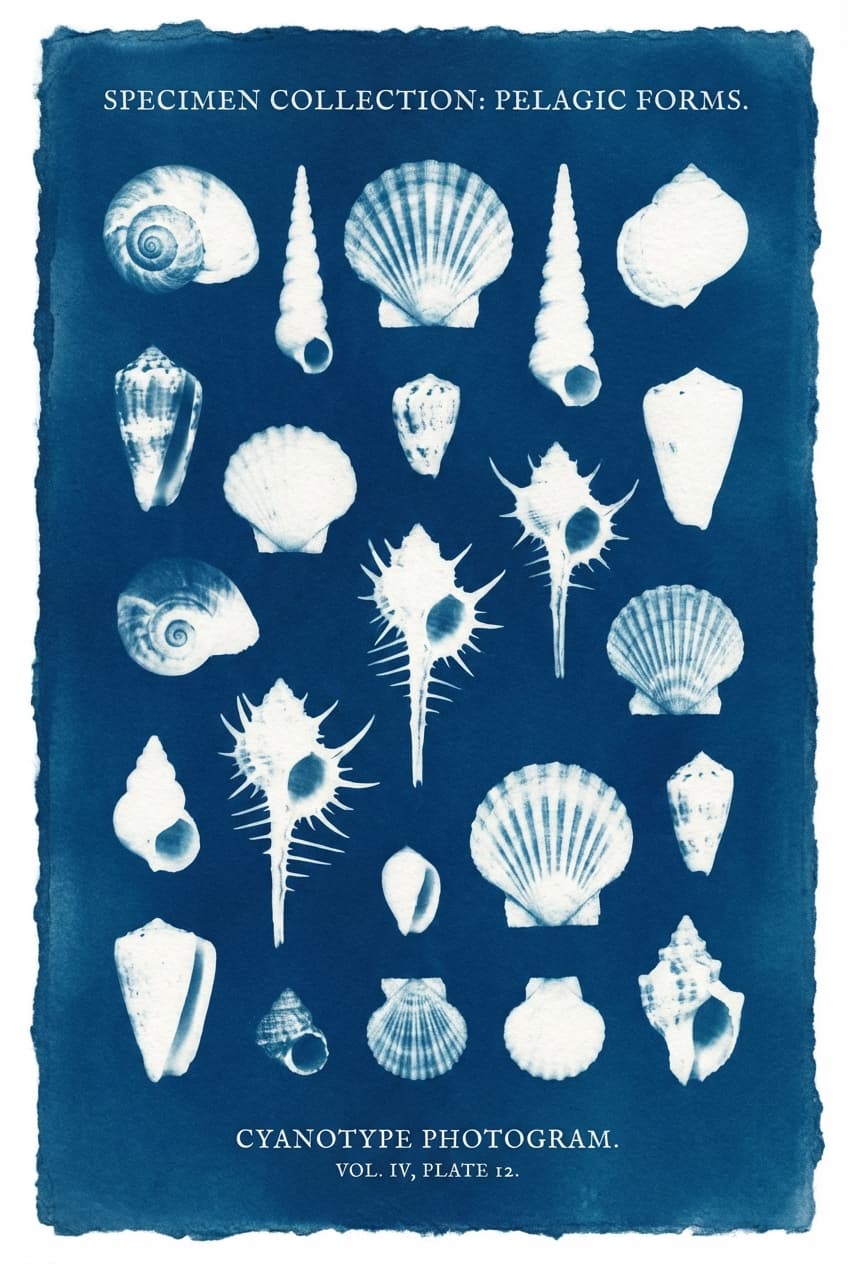 Cyanotype Artistic Grid Photogram - for wall decoration | poster.sh