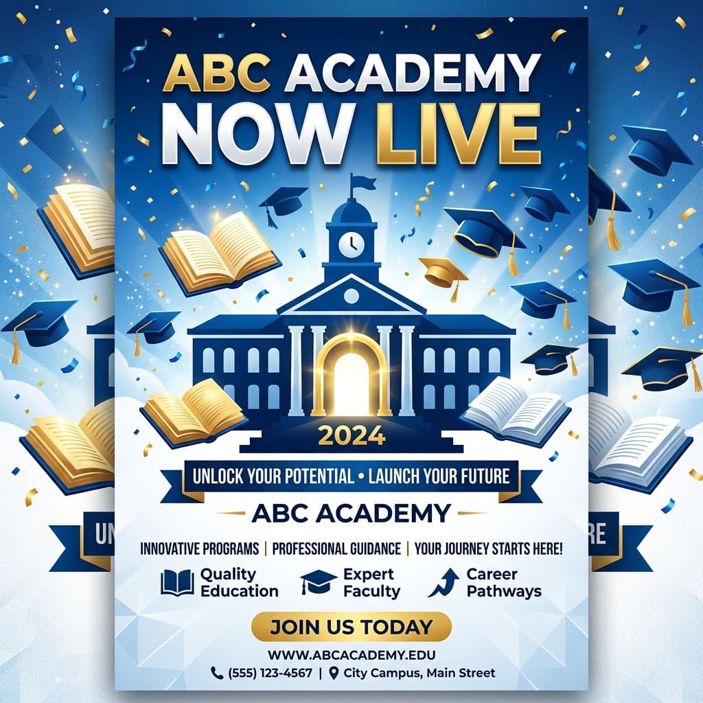 Bold Typography Academy Blue - for academic materials | poster.sh