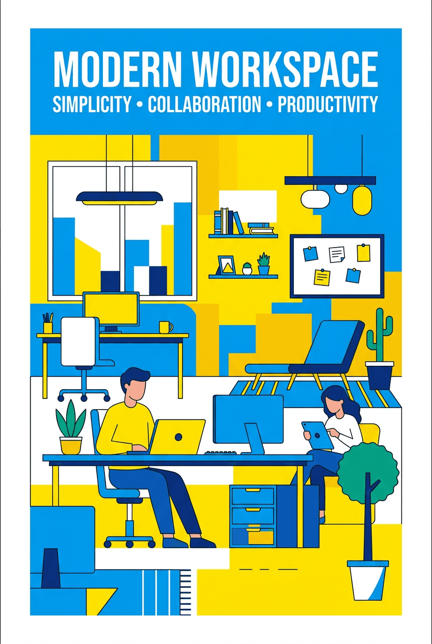 Flat Design Aesthetics Blue Art - for online marketing | poster.sh