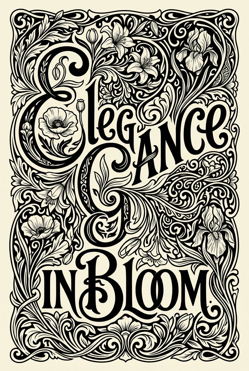 Art Nouveau Typographic Monochrome - for wall decoration | poster.sh